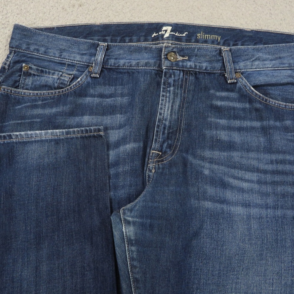 7 For All Mankind Mens 40x34 Slimmy Slim Fit Jeans Dark Wash Denim 100% Cotton